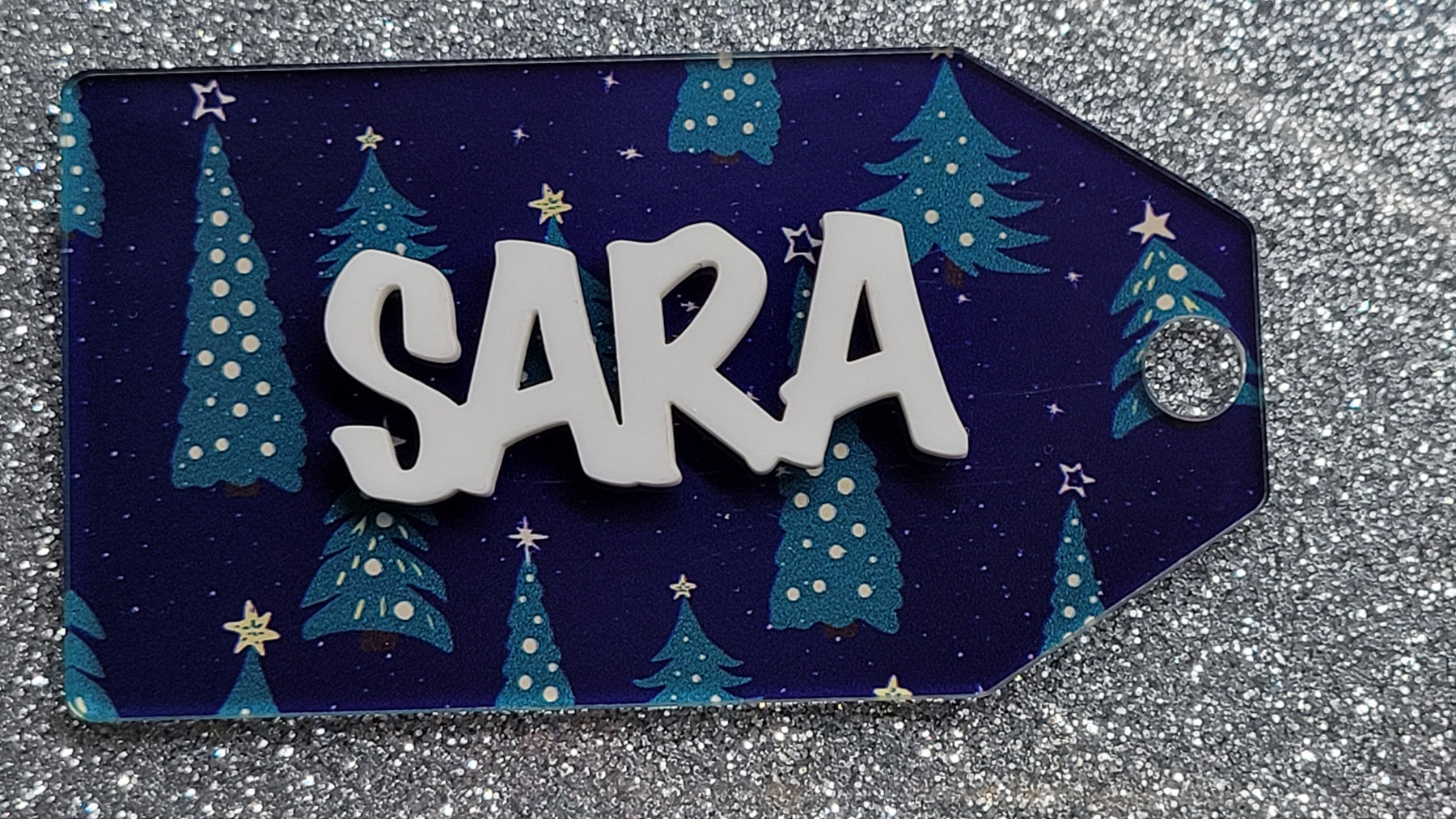 Personalized Christmas Acrylic Gift Tag Made To Order 4" x 2.1" Buy 2 get one free and free shipping