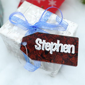 Personalized Christmas Acrylic Gift Tag Made To Order 4" x 2.1" Buy 2 get one free and free shipping