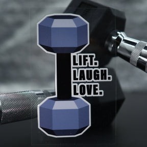 Lift. Laugh. Love  Gym Lovers UV decal for hard surfaces 5"x3" two per pack "Free Shipping"