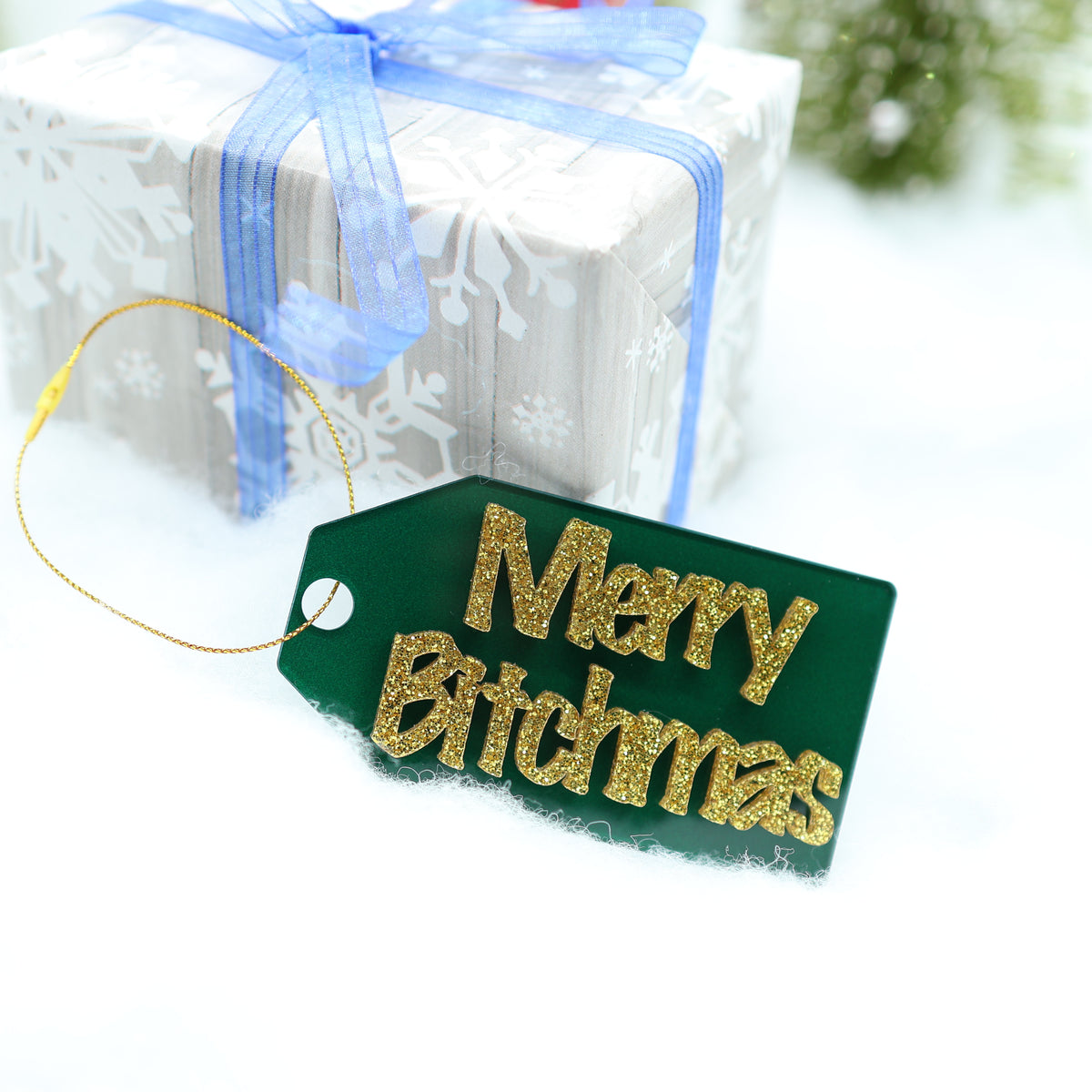 Merry Bitchmas Acrylic Gift Tag Made To Order 4" x 2.1" Buy 2 get one free and free shipping