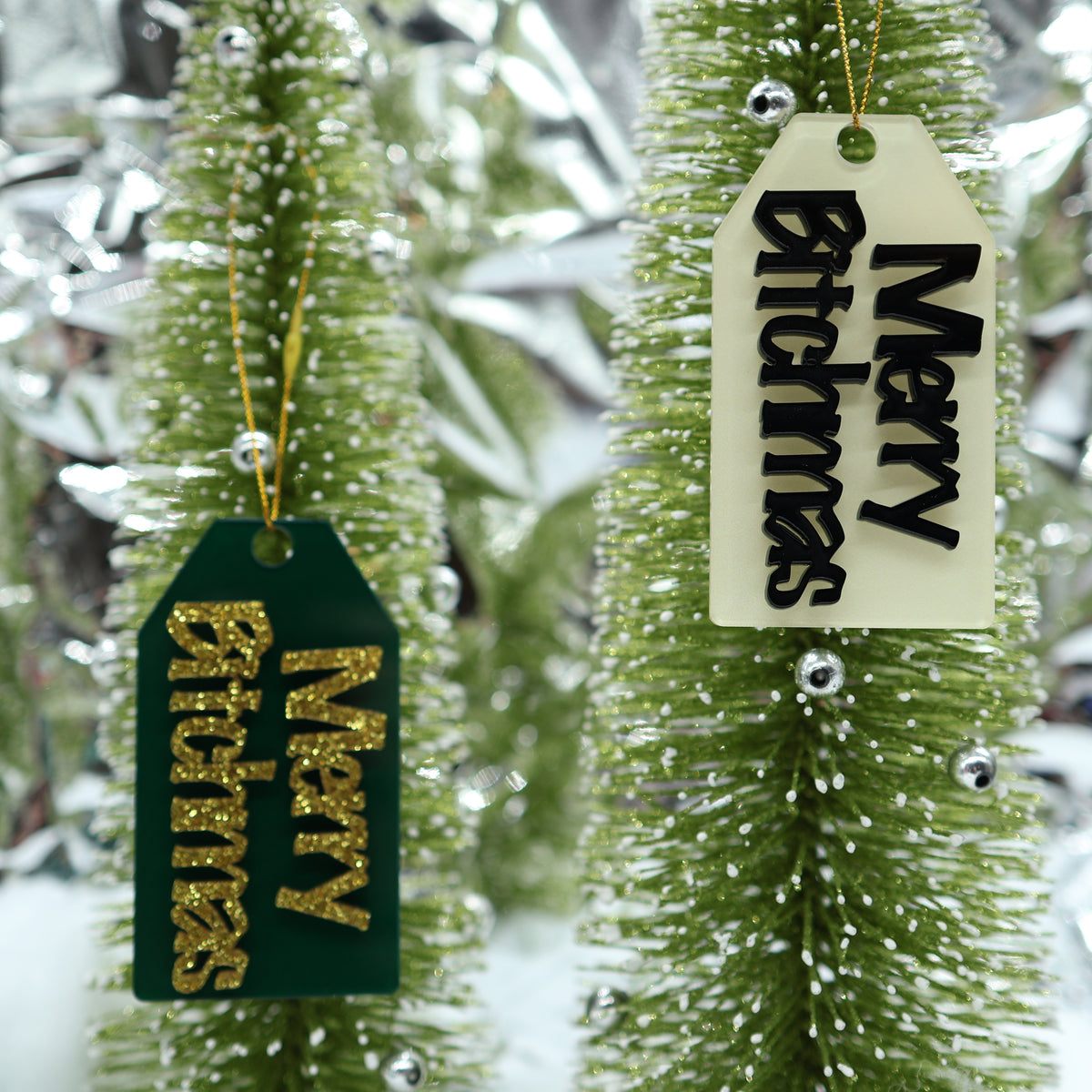 Merry Bitchmas Acrylic Gift Tag Made To Order 4" x 2.1" Buy 2 get one free and free shipping