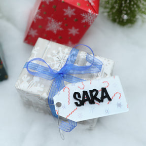 Personalized Christmas Acrylic Gift Tag Made To Order 4" x 2.1" Buy 2 get one free and free shipping