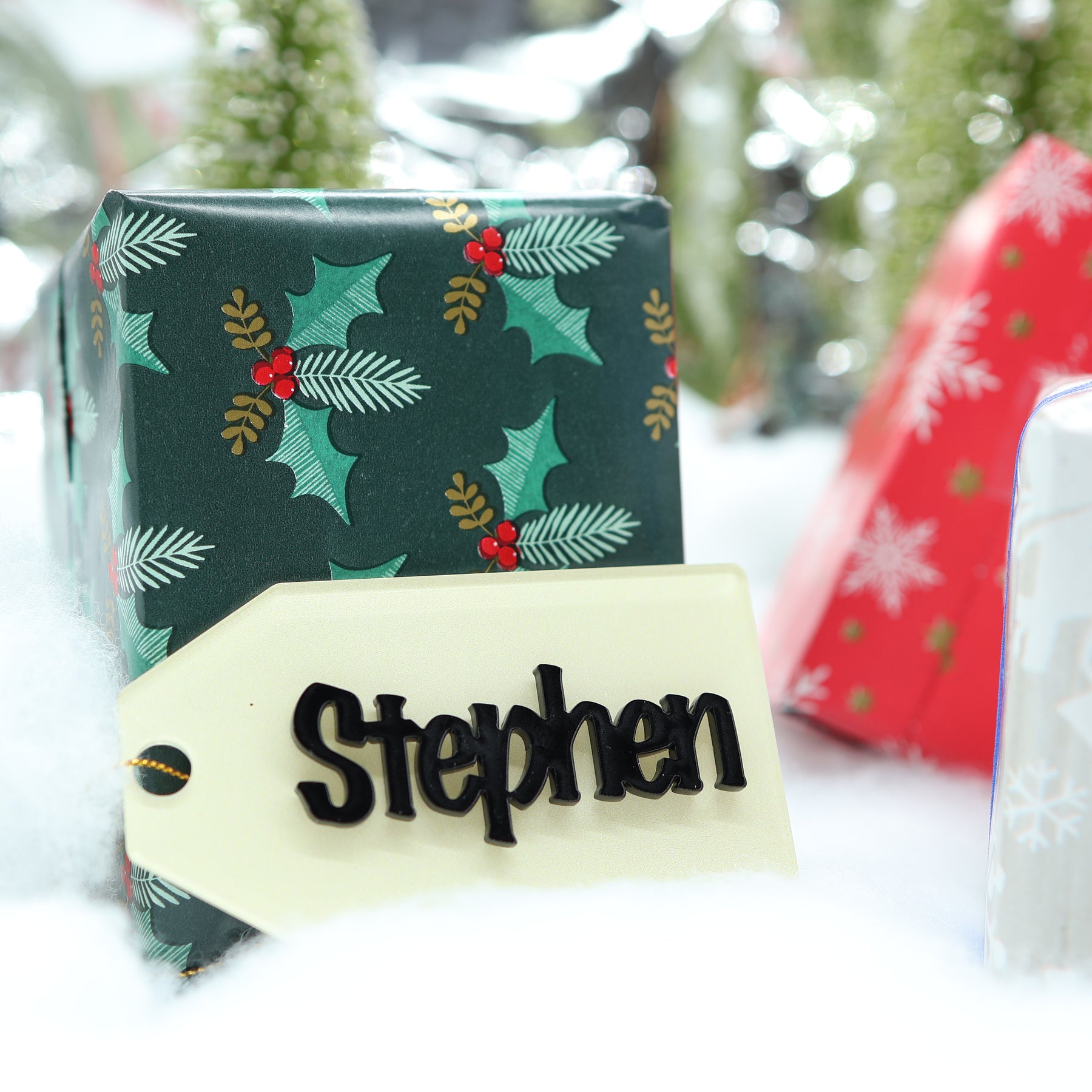 Personalized Christmas Acrylic Gift Tag Made To Order 4" x 2.1" Buy 2 get one free and free shipping